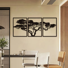 3-Piece Black Metal Tree of Life Wall Art – Wall Hanging Decor Set