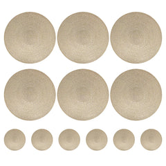 Set of 6 Round Braided Washable Placemats (34cm)