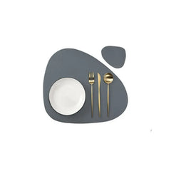 Cream PU Leather Placemat & Coaster Set (Oil-Proof & Waterproof