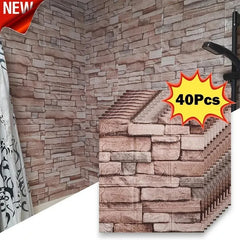 40Pcs Self-Adhesive Waterproof Brick Wallpaper – 38.5×35cm