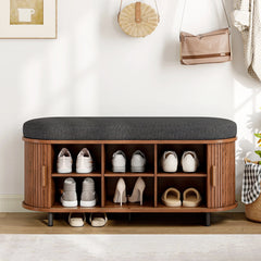 43.3" Shoe Storage Bench with Cushion & Sliding Door