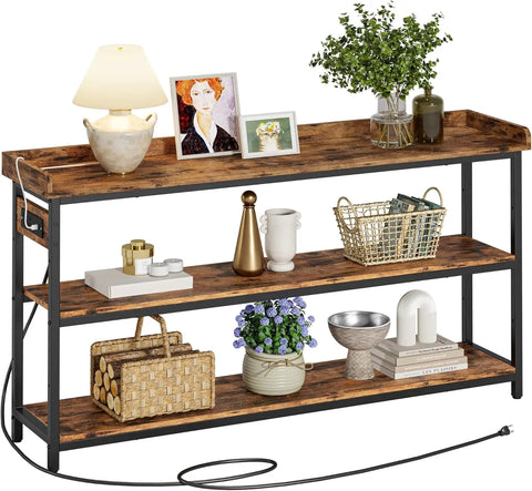IRONCK 55" Console Table with Power Outlet & Adjustable Height