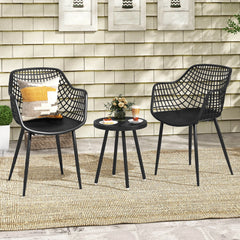 3-Piece Outdoor Patio Bistro Set – Black Heavy-Duty Table & Chairs