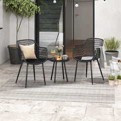 3-Piece Outdoor Patio Bistro Set – Black Heavy-Duty Table & Chairs