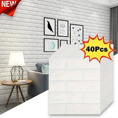 40Pcs Self-Adhesive Waterproof Brick Wallpaper – 38.5×35cm