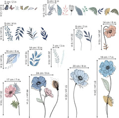 Blue Boho Floral Butterfly Wall Stickers – Peel & Stick Decor Decals