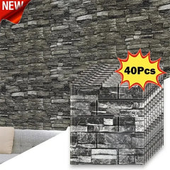 40Pcs Self-Adhesive Waterproof Brick Wallpaper – 38.5×35cm