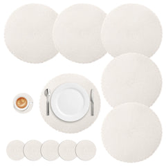 Set of 6 Round Braided Washable Placemats (34cm)