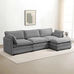Modular Cloud Sectional Sofa with Movable Ottoman & Pillows