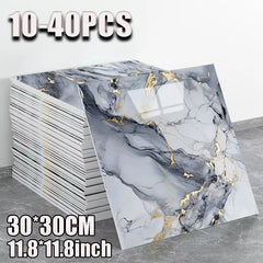 Aluminum Foil Marble Tile Wall Stickers – Self-Adhesive Waterproof Wallpaper