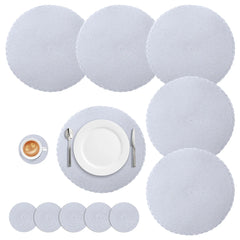 Set of 6 Round Braided Washable Placemats (34cm)