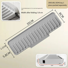 Silicone Kitchen Sink Splash Guard with Soap & Sponge Holder
