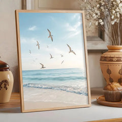 Summer Beach Ocean Canvas Poster – Sea Calligraphy Wall Art