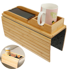 Bamboo Wood Foldable Sofa Armrest Cup Holder Tray