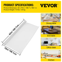 SucceBuy Transparent PVC Table Cover Protector (1.5–2mm Thick)