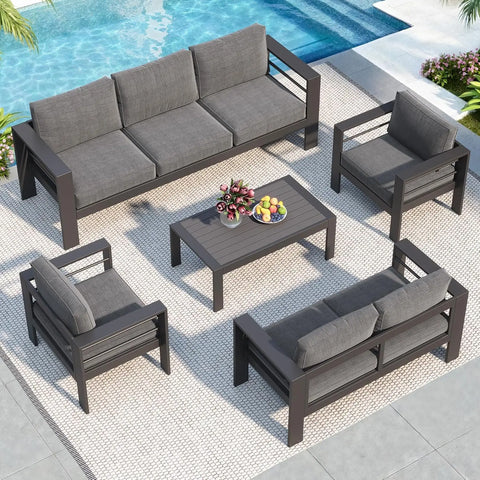 Oversized Aluminum Patio Furniture Set – All-Weather Deep Seating