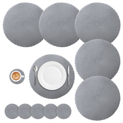 Set of 6 Round Braided Washable Placemats (34cm)