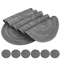 Set of 6 Round Braided Washable Placemats (34cm)