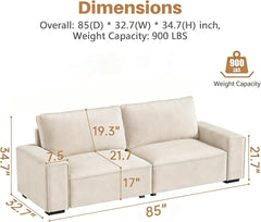 Eighty FiveInch Beige Sofa Modern Living Room Furniture
